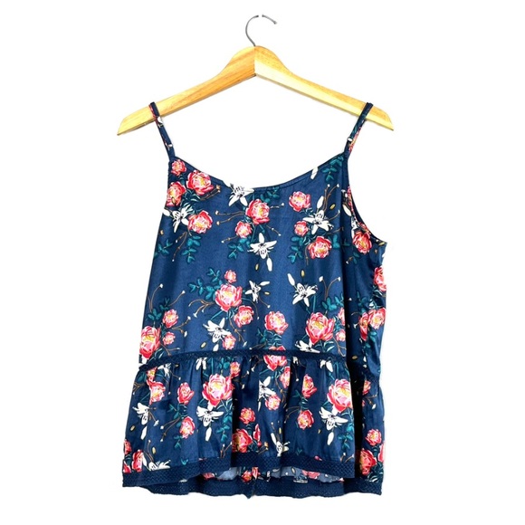 Navy Floral Roxy Cami Top L - Picture 2 of 6